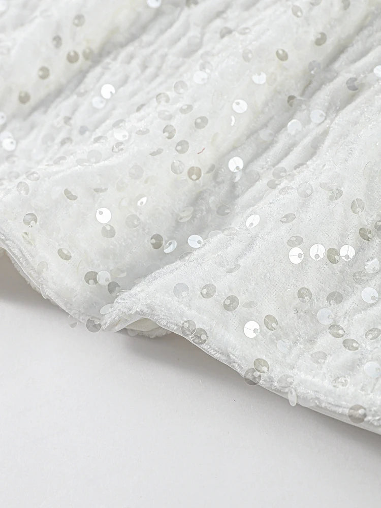 O-neck Vest Mini Skirt Suits Women Sexy sparkly Sequined Sleeveless Tank Tops With Bodycon Short Skirts Fashion Ladies Beachwear