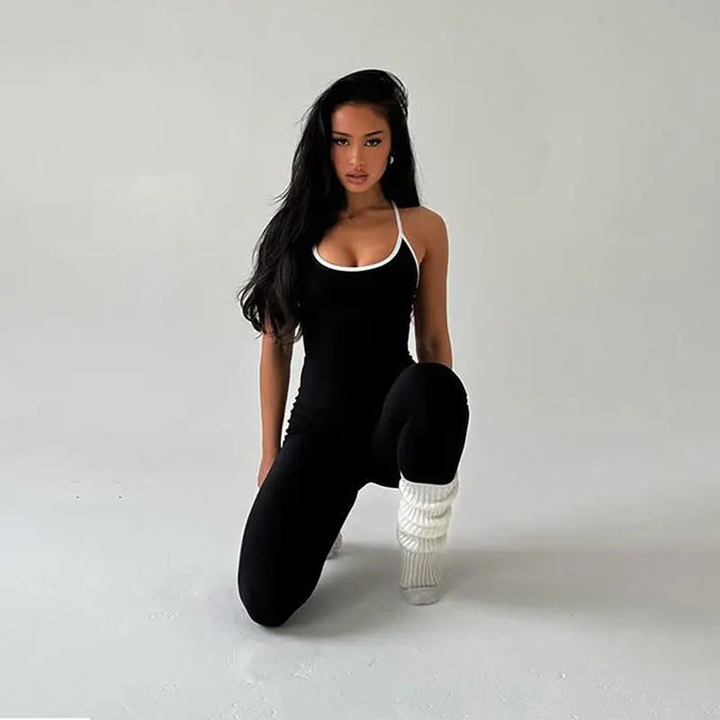 Sexy Women Sling Jumpsuits Summer New Fashion Streetwear Sweatpants Solid Sexy Elegant Lady Backless Bodycon Jumpsuits Clothing