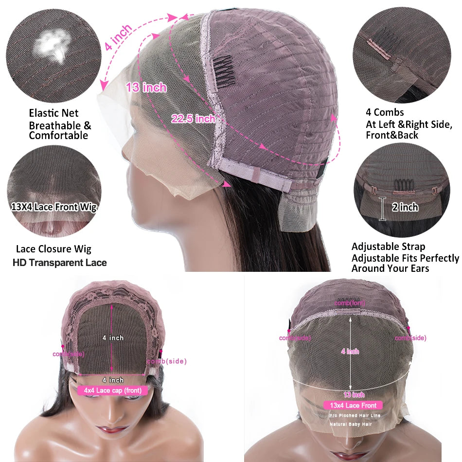 Short Bob Wig Hot Red Burgundy 99j Colored Brown Lace Front Human Hair Wigs Bone Straight Bob Wig Lace Frontal Wigs For Women - Badiee Stylez