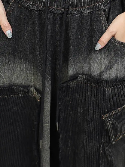 Trendy Cool Pant Set Women Autumn Vintage Denim Patchwork Long Sleeve Irregular Jacket + Harem Pants Two-Piece Set LX4331 Badiee Stylez