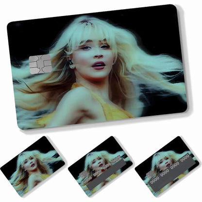 Singer S-Sabrina C-Carpenter Card Stickers 4pcs PVC Credit Card Skin Stickers Removable Self-adhesive Protective Film Badiee Stylez