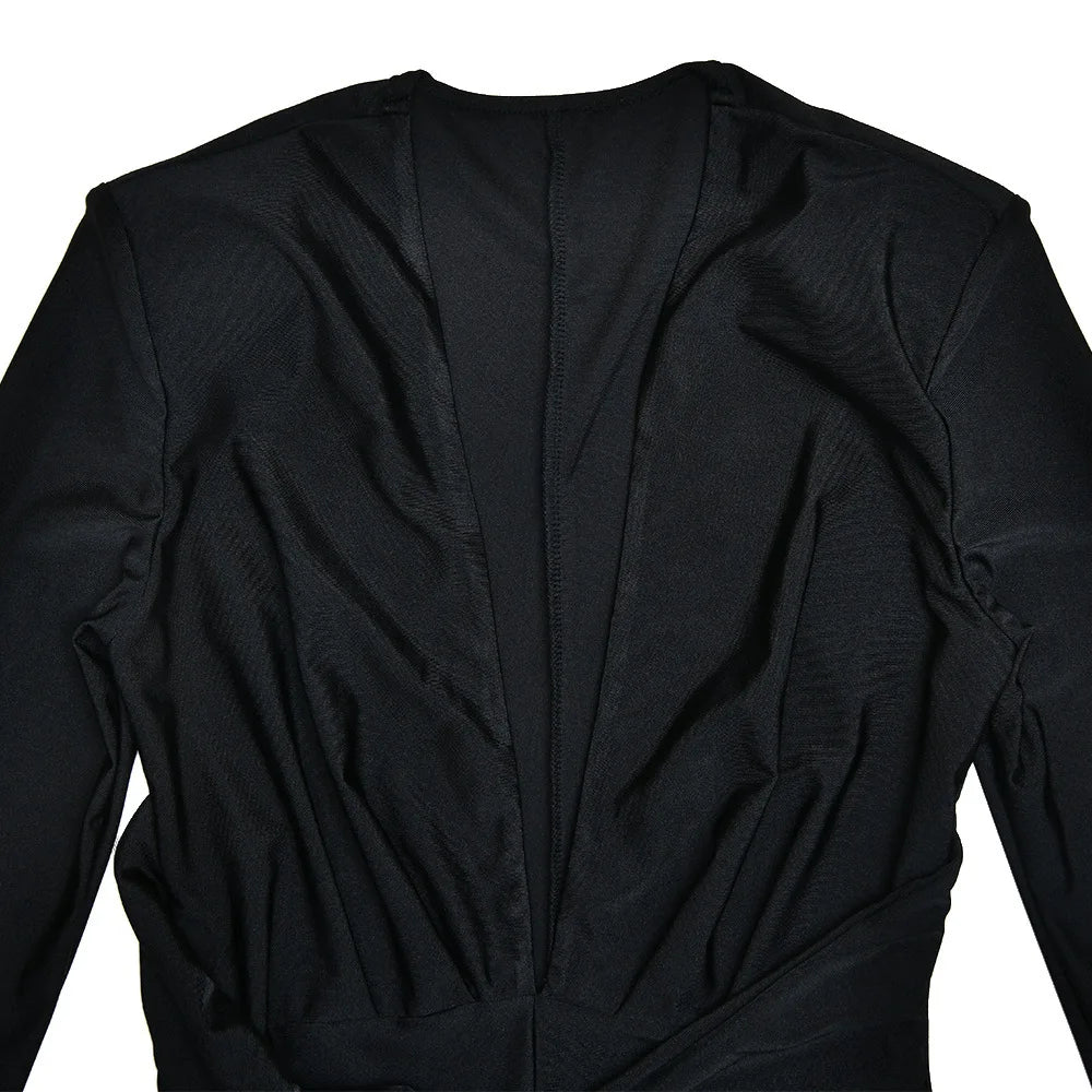 JUISSA MO Sexy Deep V-neck Ruched Women Jumpsuit Long Sleeve High Waist Playsuit Female Winter Bodycon Elegant Sporty Clothing Badiee Stylez