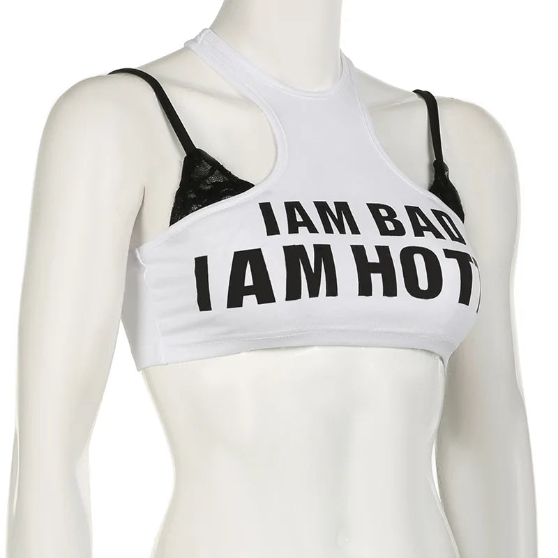 PixieKiki Letter Print Fake Two Pieces Racerback Tank Top Women Trendy Clothes 2024 Summer Y2k Crop Tops Streetwear P67-CA10