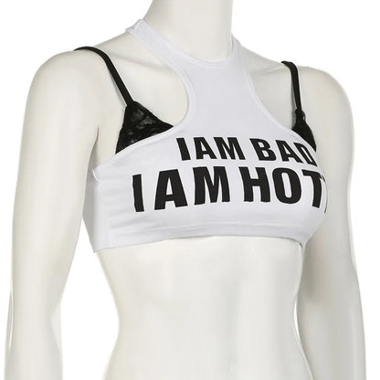 PixieKiki Letter Print Fake Two Pieces Racerback Tank Top Women Trendy Clothes 2024 Summer Y2k Crop Tops Streetwear P67-CA10