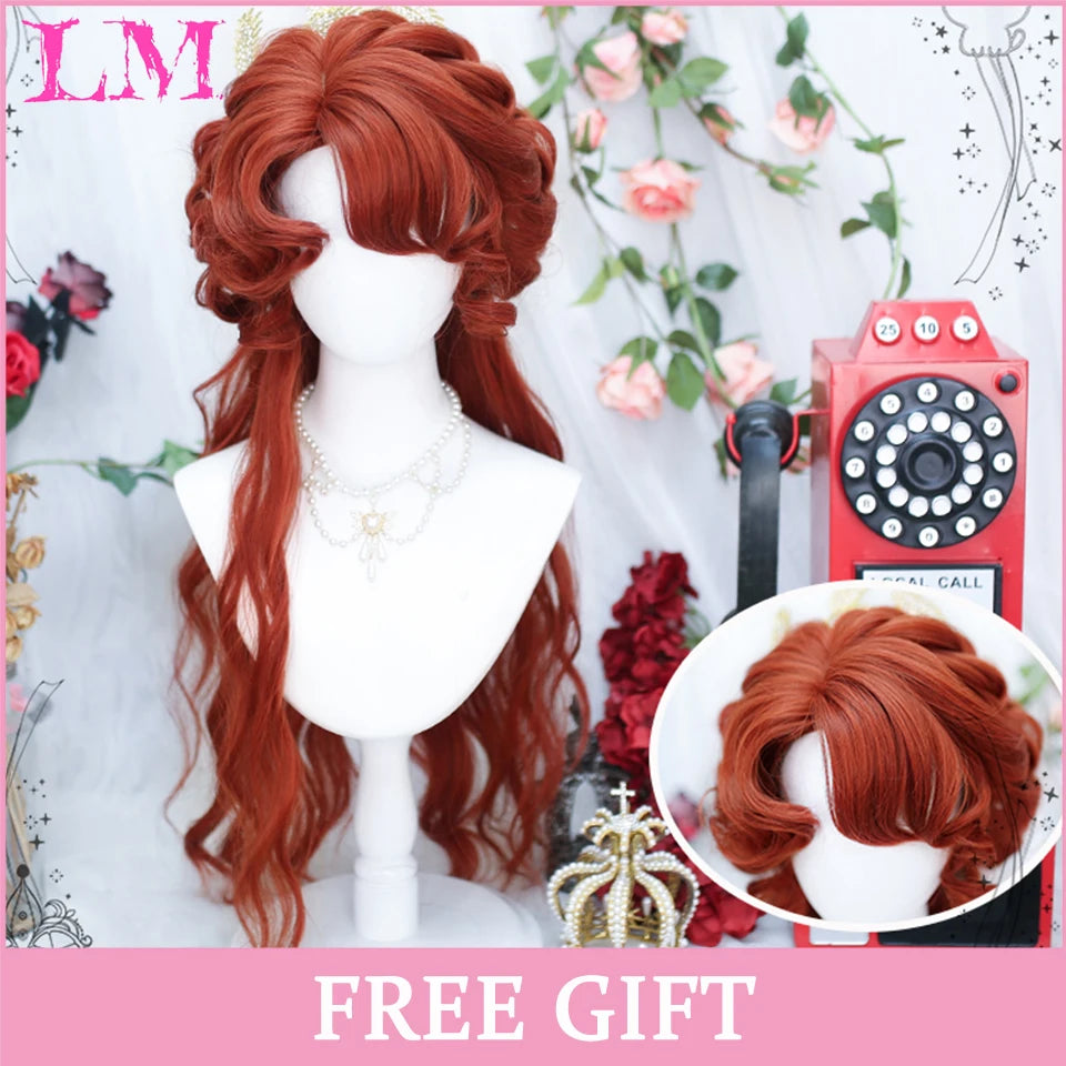 LM Long Silky Straight Synthetic Wigs with Bangs Black Cosplay Party Lolita Hair Wigs for Women Natural Heat Resistant Wig P2 613