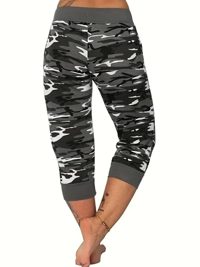 Plus Size 1XL-5XL Women's Casual Cargo Pants Women Yoga Workout Cropped Trousers Stretch Waist Athletic Fitness Sweatpants