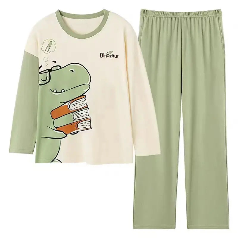 Women's Long Sleeve Long Pants Comfortable Pajamas Loungewear Women's Spring and Autumn New Plus Size Korean Loungewear Set