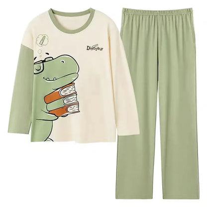 Women's Long Sleeve Long Pants Comfortable Pajamas Loungewear Women's Spring and Autumn New Plus Size Korean Loungewear Set