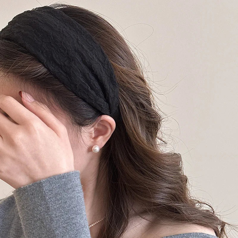 2025 Korea Elegant Chiffon Wide Hairbands Headband Women Girls Gift Scrunchie Hair Head Hoop Band Accessories Headdress Headwear