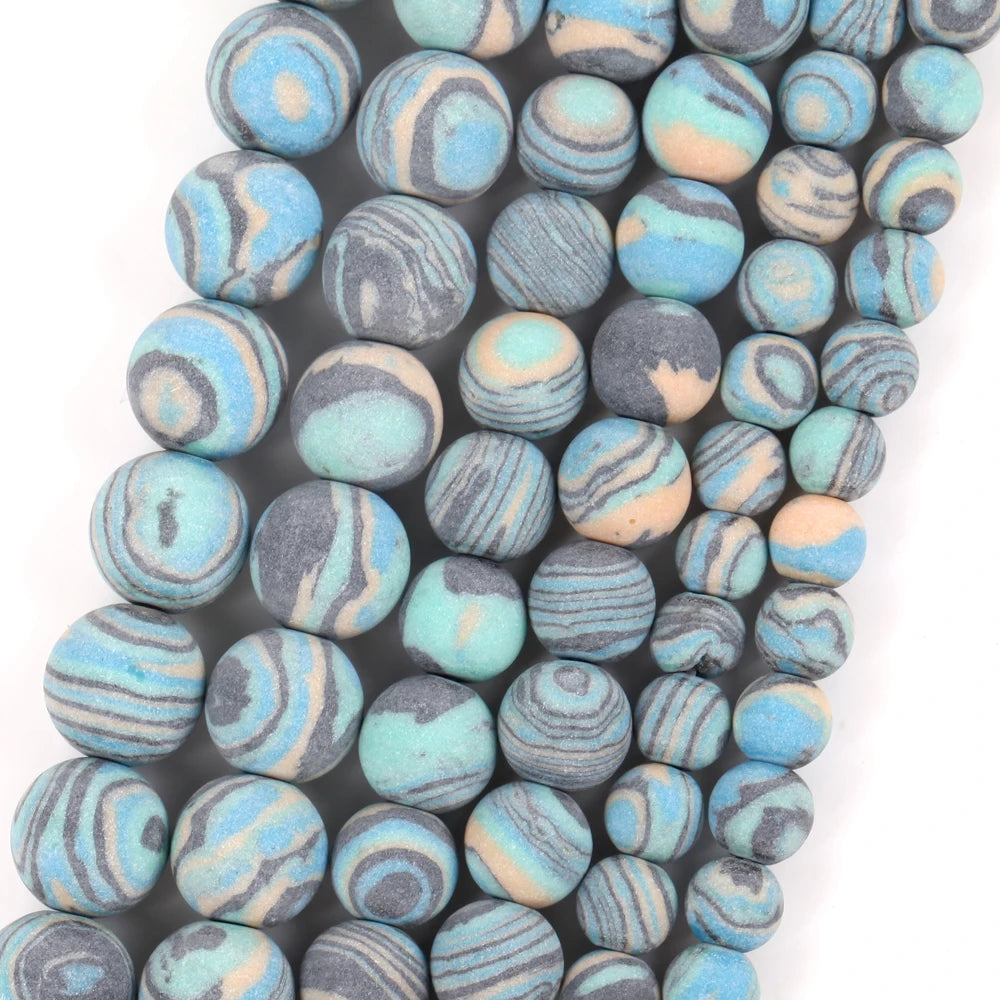 Natural Dull Polished Wood Jaspers Stone Spacer Beads For Jewelry Making DIY Necklace Bracelet 4mm-12mm Matte Round Beads 15" Blue Malachite