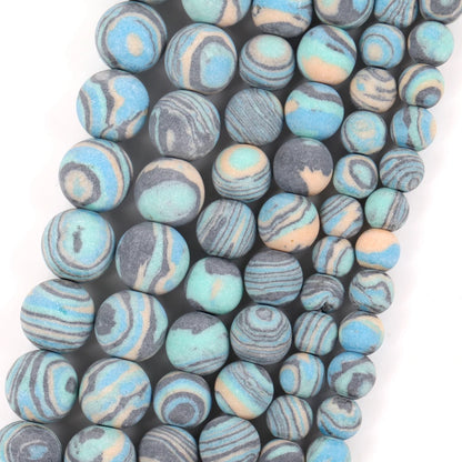 Natural Dull Polished Wood Jaspers Stone Spacer Beads For Jewelry Making DIY Necklace Bracelet 4mm-12mm Matte Round Beads 15" Blue Malachite