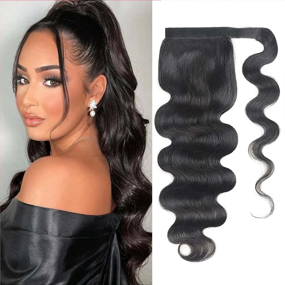100G Ponytail Human Hair Extensions Straight Wrap Around Horsetail 100% Remy Human Hair 10"-32" Ponytail Extension for Women