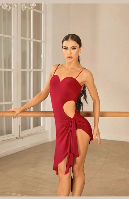 Adult LatinDance Performance DressWomen's Sexy Outdoor Banquet Hall PartyTassel Dress Sports PracticeWearingRed BallEveningDress Badiee Stylez