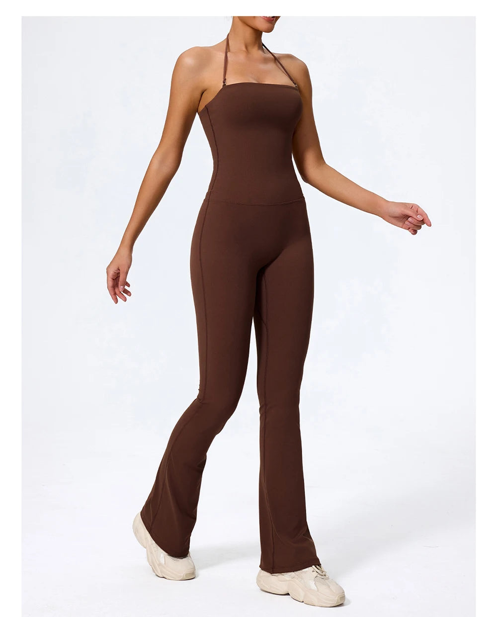 Fashionable Peach-Shaped Hip-Lifting And Neck-Hanging Yoga Jumpsuit For Women Casual And Slightly Flared Fitness Yoga Wear Badiee Stylez