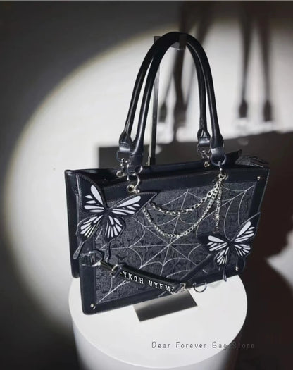 Labyrinth Butterfly Spider Web Letter Chain Handbags DIY Transparent Ita Bag Y2K Lolita Gothic Tote Vintage Fashion Shoulder Bag