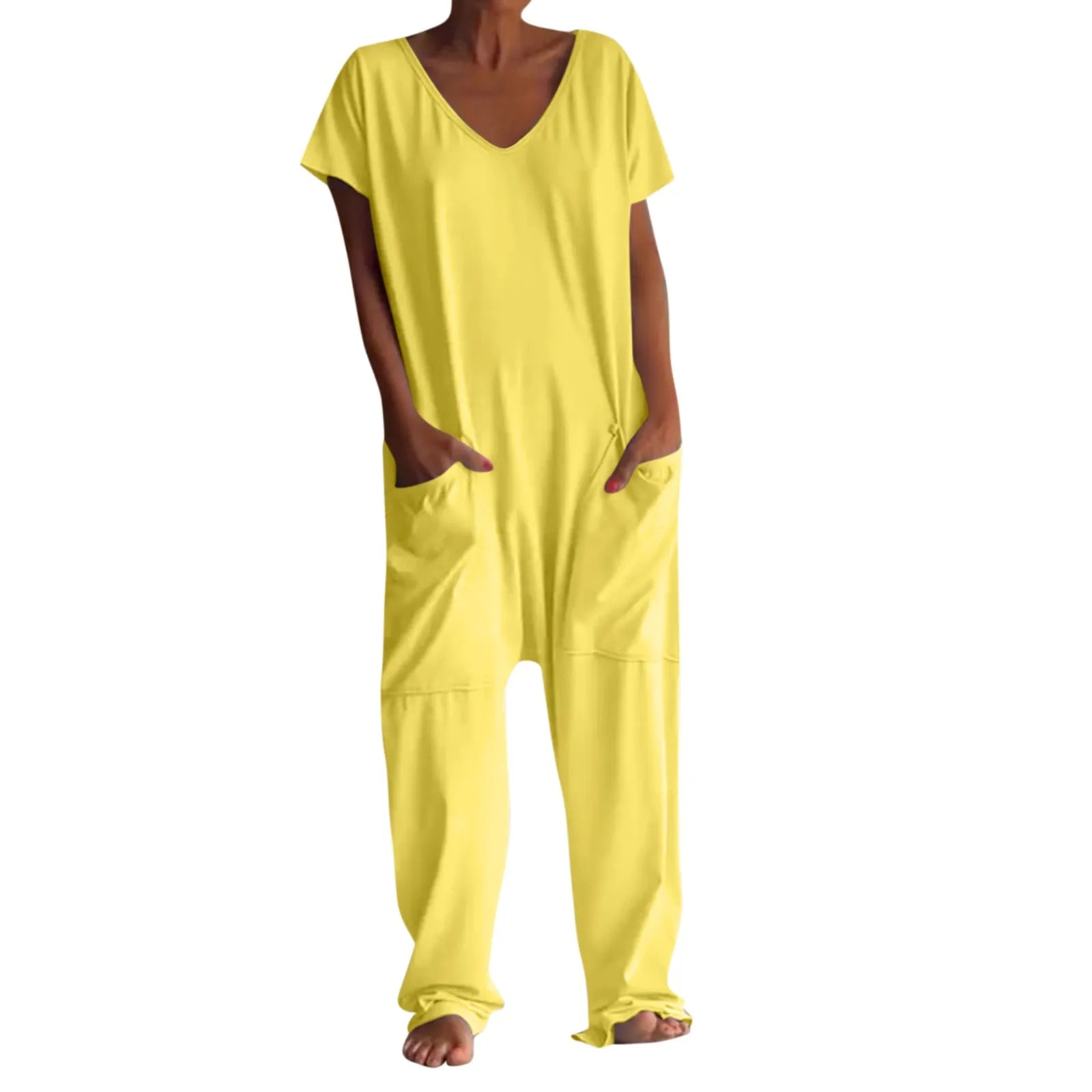 jumpsuit women Fashion Casual Short Sleeve Jumpsuits Loose and comfortable Pullover bodysuit With Pockets trend monos largos Badiee Stylez