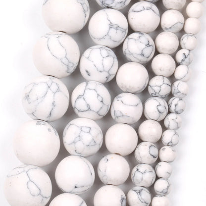 Natural Dull Polished Wood Jaspers Stone Spacer Beads For Jewelry Making DIY Necklace Bracelet 4mm-12mm Matte Round Beads 15" White Turquoises