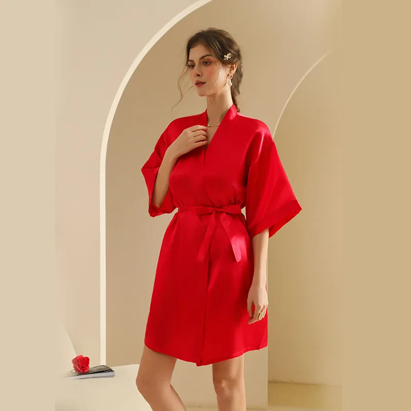Personalized Text Logo Wedding Bathrobe Bridal Robe Bride Bridesmaid Wedding Robes Woman Bachelorette Hen Party red robe