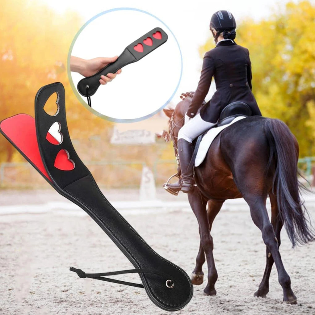Horse Crop PU Leather Soft Anti-slip Handle Riding Paddle Outside Game Play Racing Horses Training Practice Tools