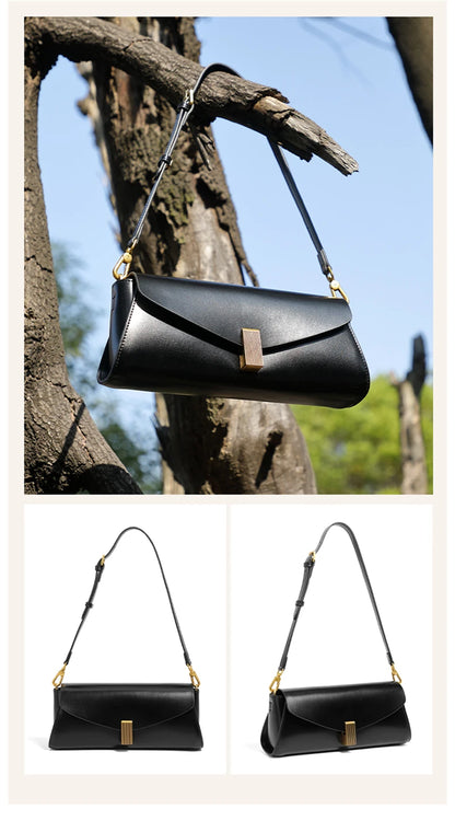 Toptrends Genuine Leather Underarm Shoulder Bags For Women 2025 Luxury Designer Crossbody Purses Envelope Flap Ladies Handbags