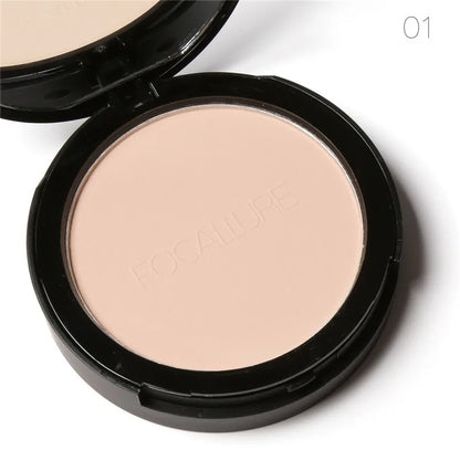 FOCALLURE 3 Colors Make Up Face Powder Brighten Oil-control Nude Makeup Pressed Powder Foundation Makeup Base Cosmetics 01