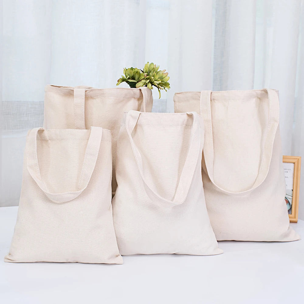 ISKYBOB Large Capacity Canvas Shoulder Bag Handbag Folding Eco Cotton Tote Bags Reusable DIY Painted Shopping Bag Grocery Bag