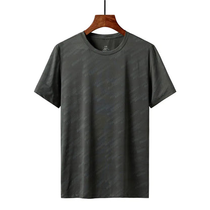 Men's Quick Dry Ice Silk T-Shirts Short Sleeve Breathable Workout Shirts Sweat Absorbing Athletic Top Gym Casual Wear 4 Colors Dark Grey