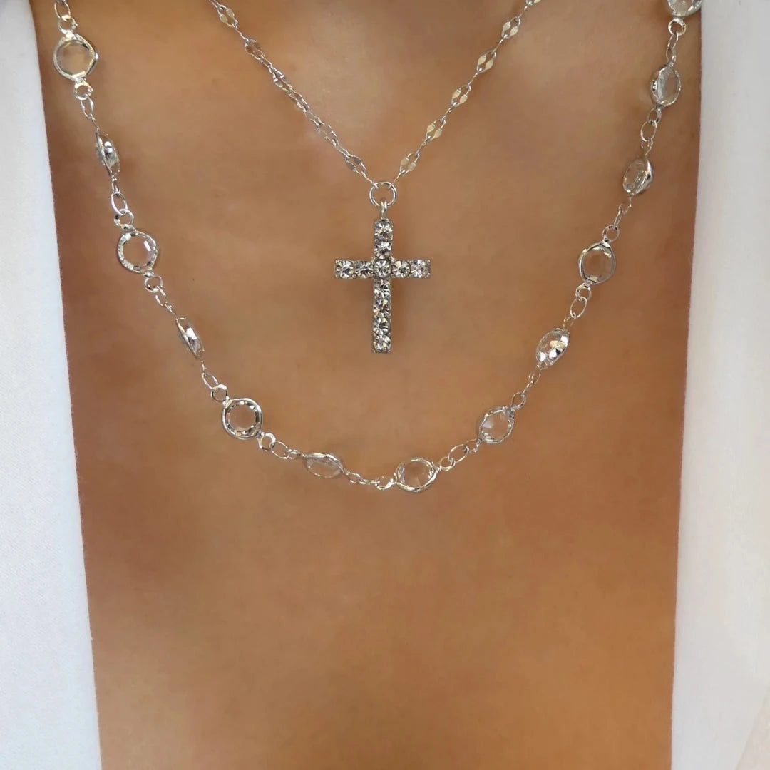 Rainbow Crystal Gemstone Retro Choker Colored Zircon Necklace For Women Simple Clavicle Chain Jewelry Fashion Wear Accessories