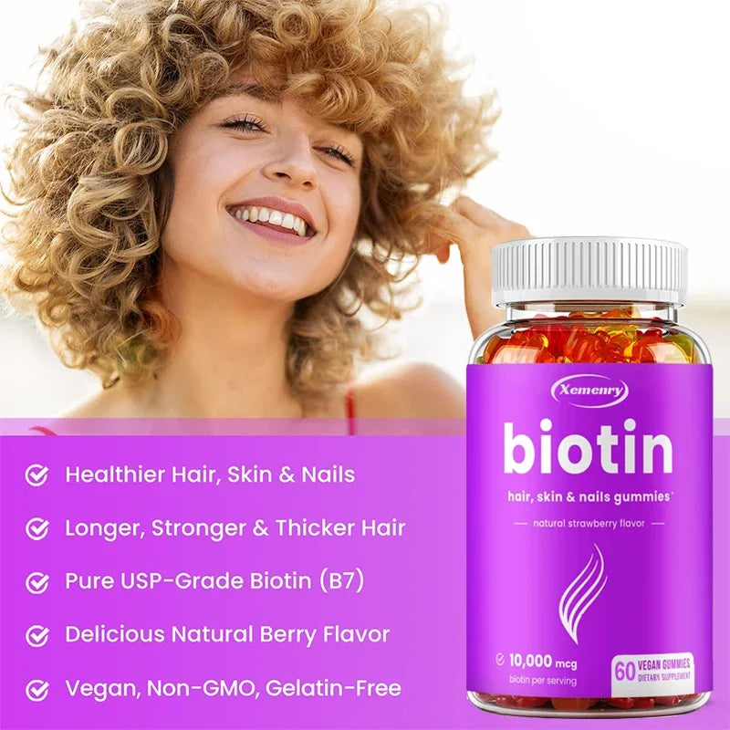 Premium Biotin Gummies 10,000 Mg - Promotes Healthy Hair, Skin and Nails Supplement