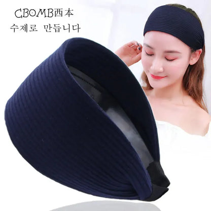 Wide-Brimmed Non-Slip Headband Women's Short Hair Simple Hair Clip Cover Gray Hair Fashion Temperament Hair Pressing Headwear A Blue