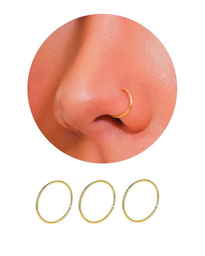 20PCS Nose Ring Hoop for Women Thin Nose Piercing Jewelry Silver Color Gold Color (8mm 22 Gauge) Gold 20PCS