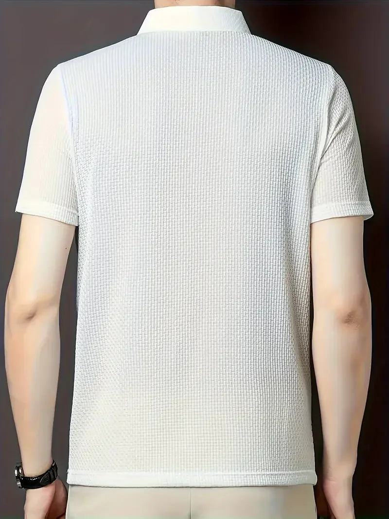 Stylish Men's Polo Shirt - Exquisite Craftsmanship, Classic Lapel & Button Closure, Solid Color