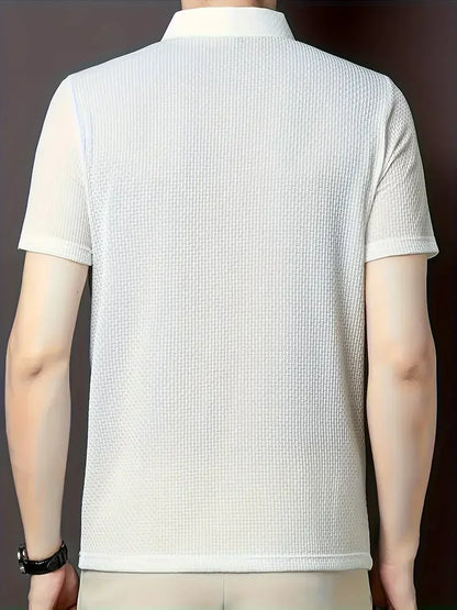 Stylish Men's Polo Shirt - Exquisite Craftsmanship, Classic Lapel & Button Closure, Solid Color