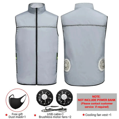 Summer air conditioning clothes men's short sleeve work clothes charging refrigeration anti-heat cooling fan sunscreen clothes M29-Gray