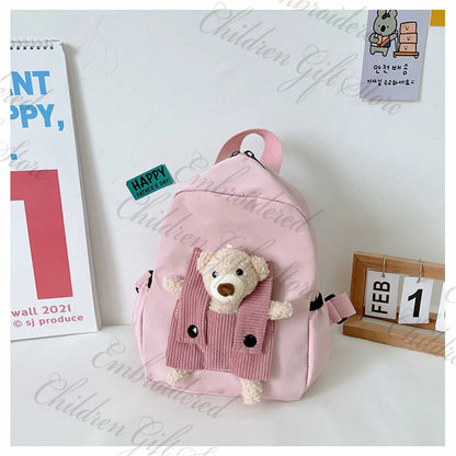 New Kids Cartoon Personalized Name Backpack Cute Baby Backpack Custom Embroidered Name Kindergarten Book Bag Outgoing Snackbags Pink