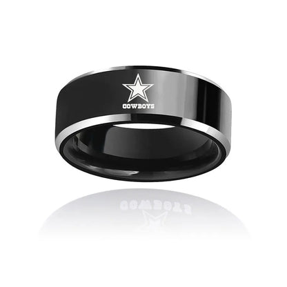 MOREDEAR 8mm Black Titanium Ring Dallas Cowboys For Men and Women