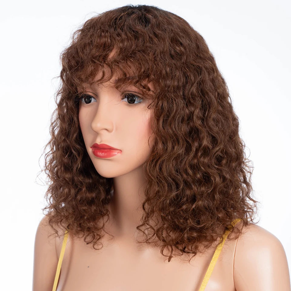 Lekker Colored Short Pixie Afro Kinky Curly Bob 100% Human Hair Wigs For Women Brazilian Remy Hair Ombre Brown Clearance Ginger Badiee Stylez