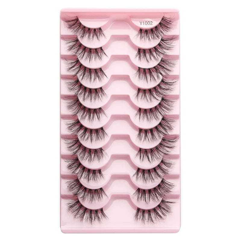 SHIDISHANGPIN 5/10Pairs False Lashes Cat Eye Eyelashes Eyelash Extension 3D Mink Half Lashes Natural Makeup faux Cils maquiagem 10 Pairs Y1002