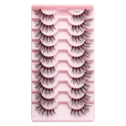 SHIDISHANGPIN 5/10Pairs False Lashes Cat Eye Eyelashes Eyelash Extension 3D Mink Half Lashes Natural Makeup faux Cils maquiagem 10 Pairs Y1002