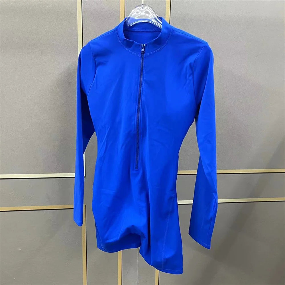 2025 Pad Zipper Long Sleeve Yoga Set Women One Piece Jumpsuit Gym Workout Shorts Fitness Bodysuit Sports Athletic Suit XP358 Badiee Stylez