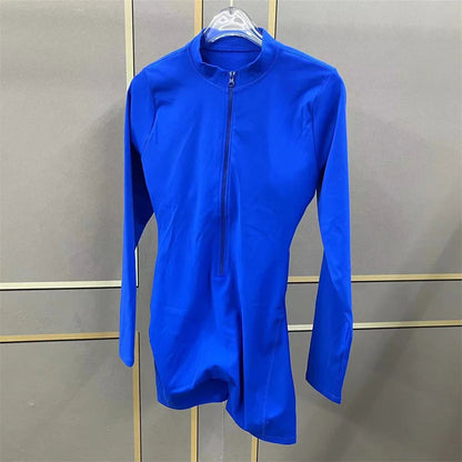 2025 Pad Zipper Long Sleeve Yoga Set Women One Piece Jumpsuit Gym Workout Shorts Fitness Bodysuit Sports Athletic Suit XP358 Badiee Stylez