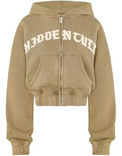 Patchwork 2 Piece Set Tracksuit Women Zip Wide Waist Crop Hooded Pocket Jacket + Sporty Pants Matching Casual Basic Suit