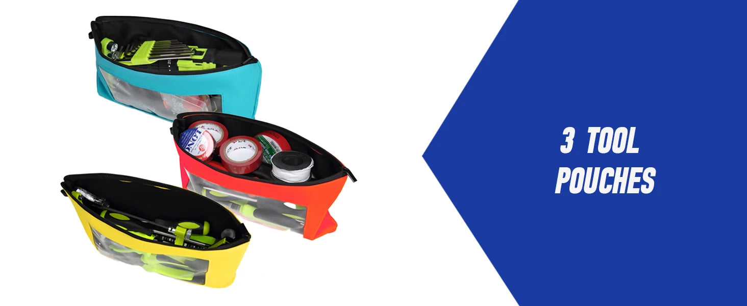 Tool Backpack Heavy Duty for Men Tool Storage With 3 Tool Pouches Organizer Electrician Plumber Maintenance Worker Tool Bags