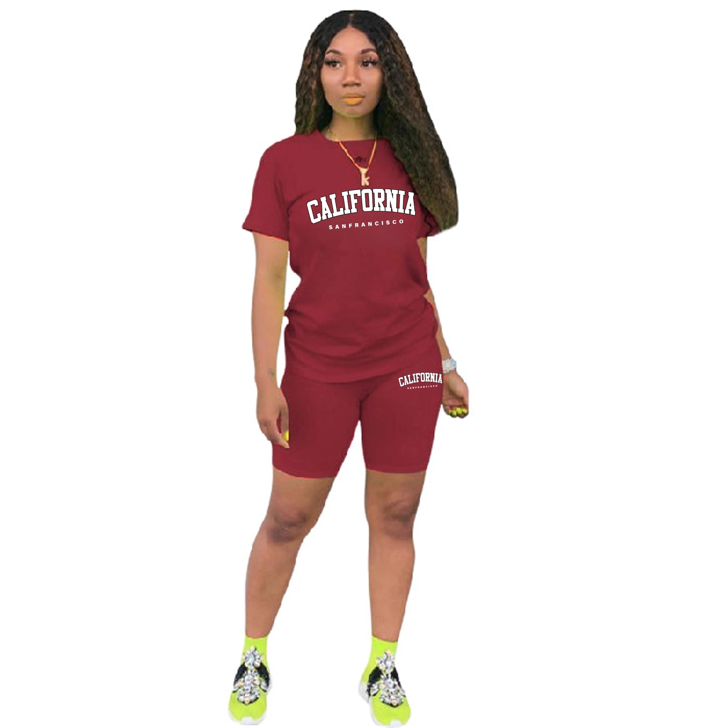 Womens Summer Tracksuit Print T-Shirt+Shorts 2 Piece Sets Fashion Sportswear Clothing Luxury Casual Jogging Short Sleeve Suit