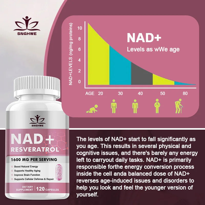 SNGHWE NAD+ Supplements - Anti-Aging Cell Booster, Supports Natural Energy - NAD+ Booster,Strengthens The Immune System