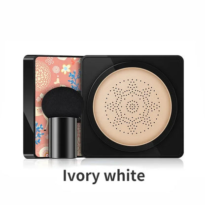 BB Air Cushion Base Foundation with Mushroom Head CC Cream Moisturizing Hydrating Concealer Makeup Brighten Skin Tone Cosmetics B-Ivory white