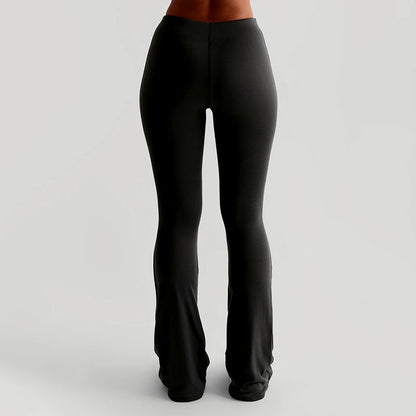 CUTENOVA Women's Slim Solid color Micro Flare Casual Pants basic Fashion Sexy Sports Jogging Trousers Chic Floor Length Bottoms