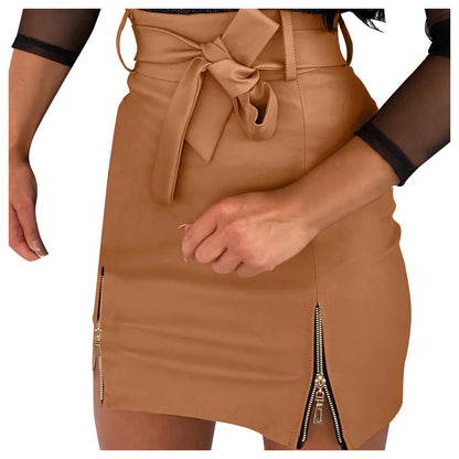 Skirts Casual Cotton Skirts Women Leather Skirts High Waist Mini Skirt A Line Pu Mini Ropa Barata De Mujer Con EnvíOs Gratis Badiee Stylez