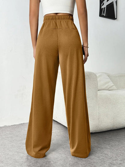 Casual Wide Leg Sports Pants for Women Casual Straight Leg Loose Solid Color Elastic Drawstring High Waisted Wide Leg Pants
