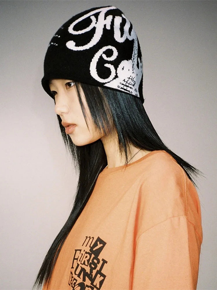 Women's Beanie Korean Wnter Knit Hip Hop Vintage Gothic Kpop Y2k Hats Streetwear Wool Caps Fashion Aesthetic Unisex Accessories